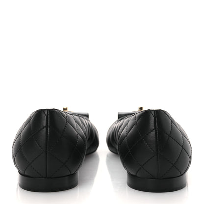 Chanel Calfskin Lambskin Quilted CC Cap Toe Ballerina Flats 37 Black 6 of 11