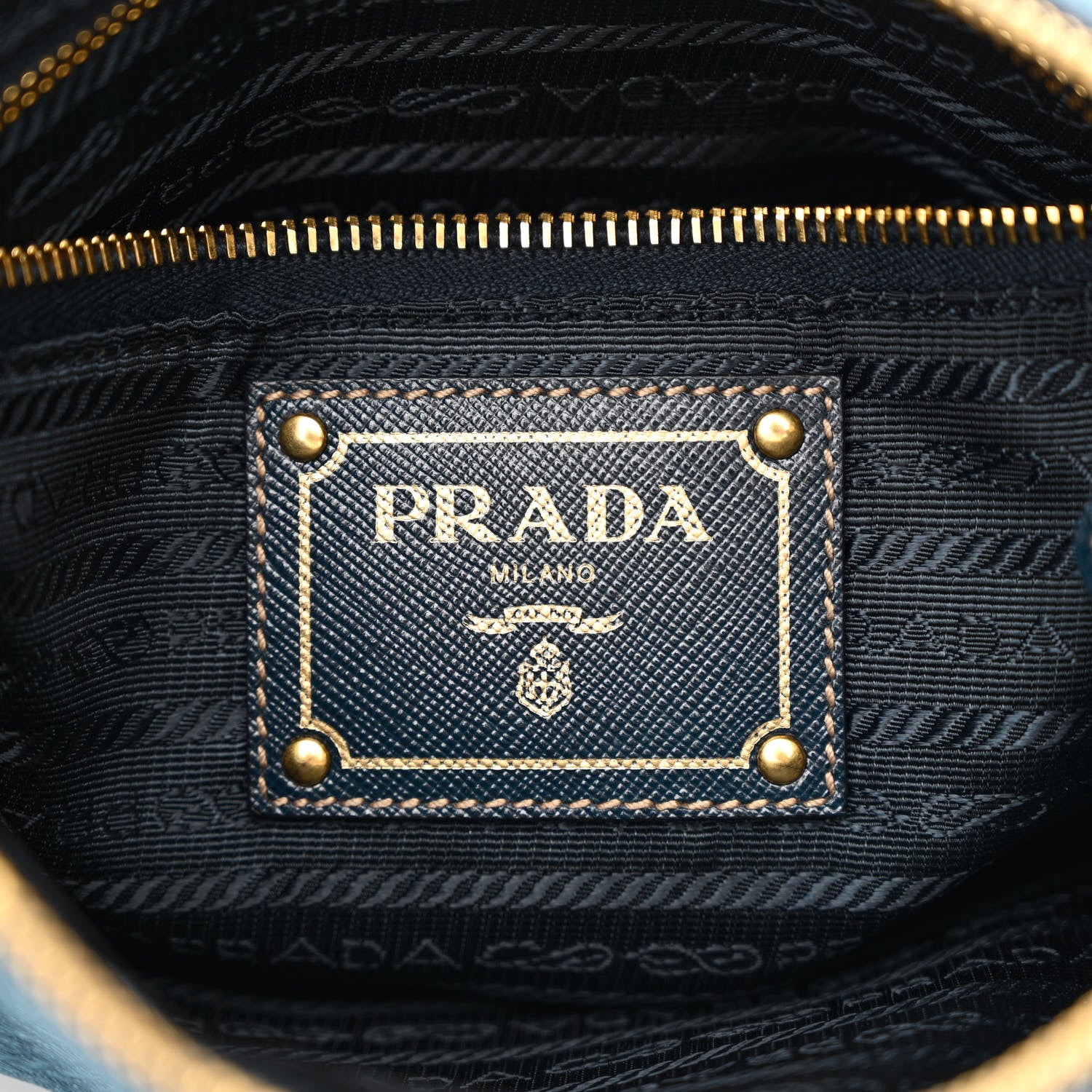 Prada Jacquard Logo Small Flat Messenger Bag Blue 6 of 11