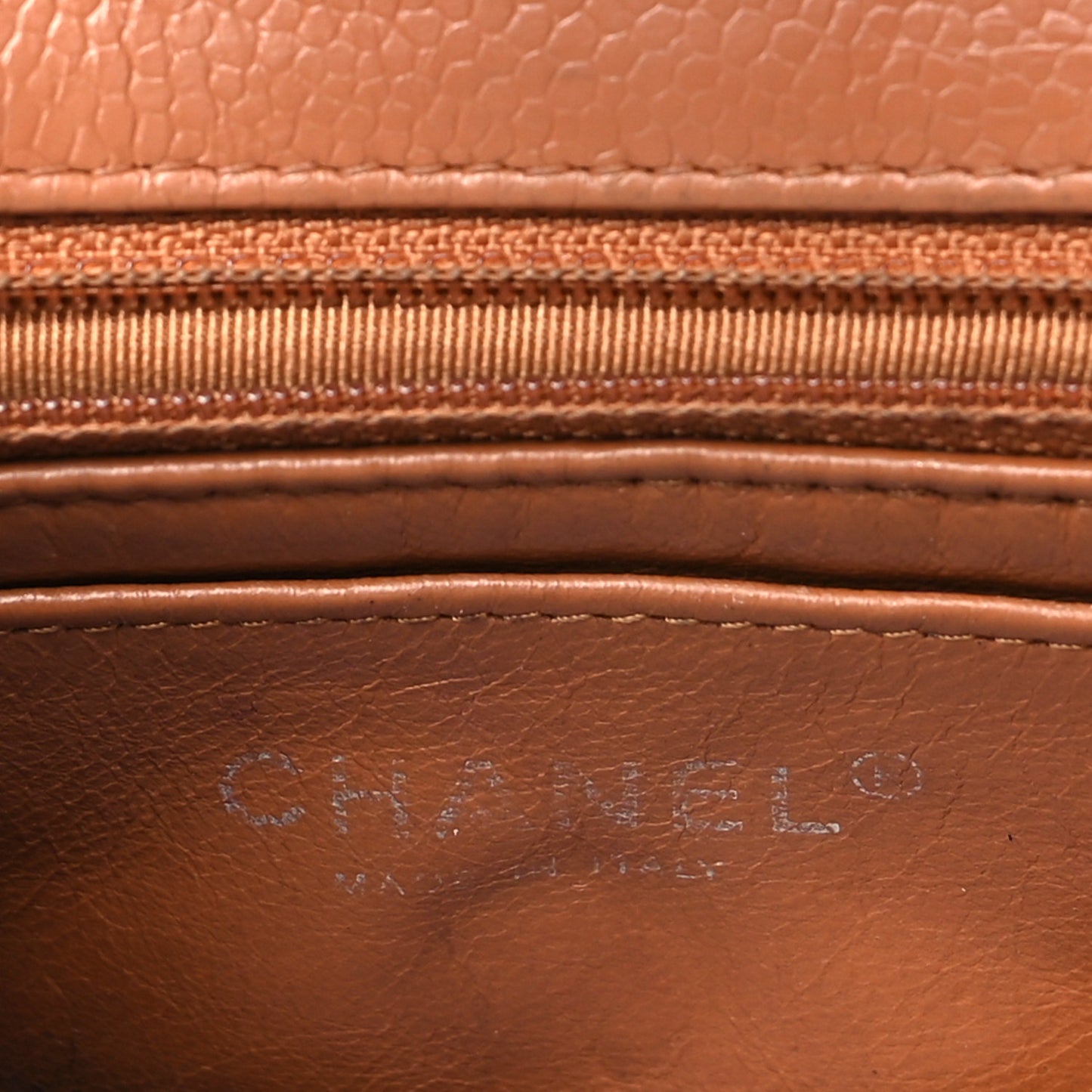 Caviar Quilted Mini Rectangular Flap Light Brown