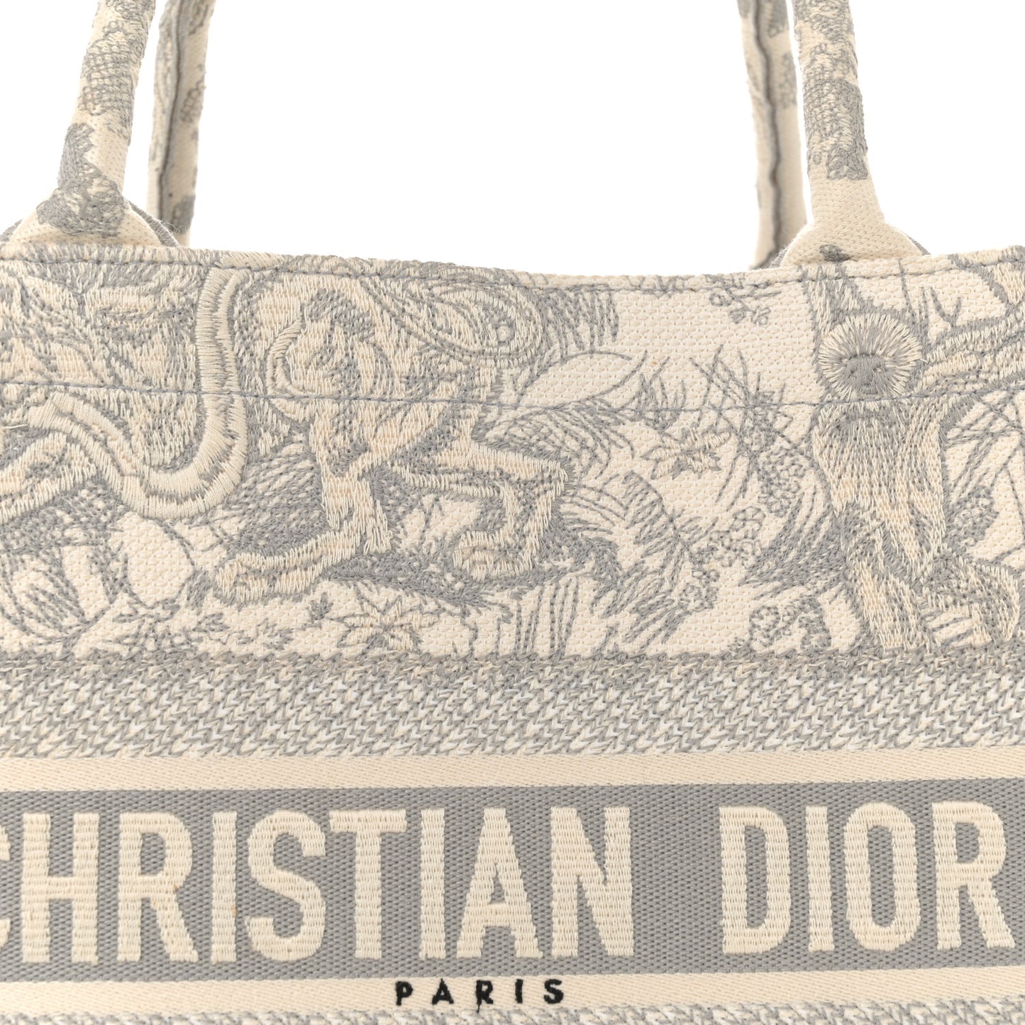 Canvas Embroidered Medium Dioriviera Toile De Jouy Book Tote Gray