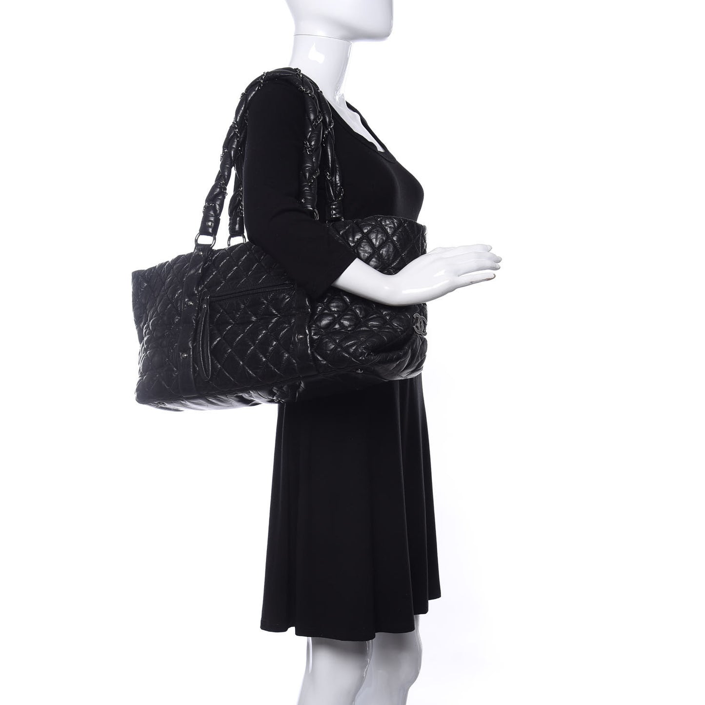 Distressed Lambskin Vintage Ligne Lady Braid XL Tote Black