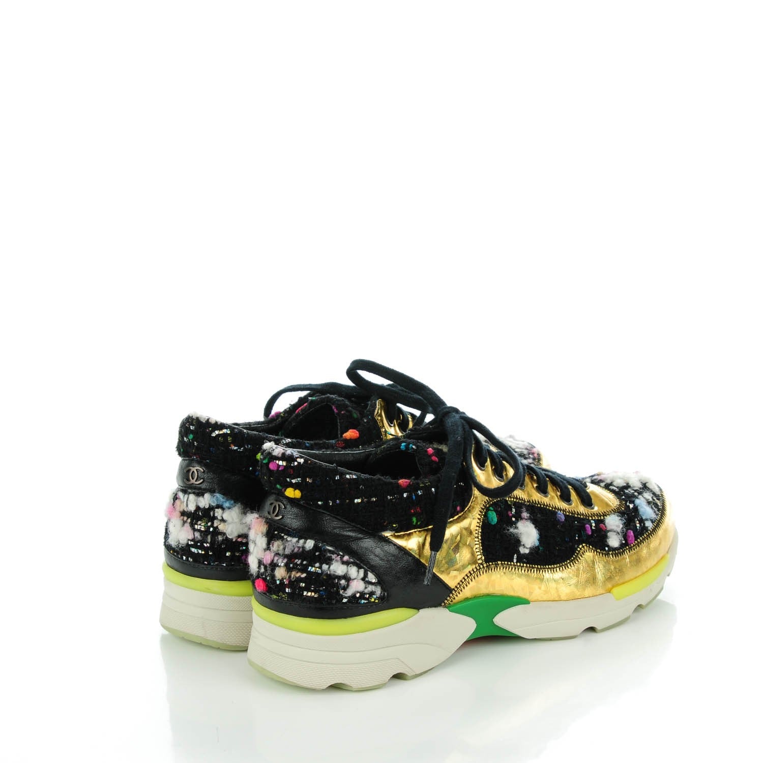 Chanel Tweed Lambskin Runway Sneakers 36 Black 4 of 7