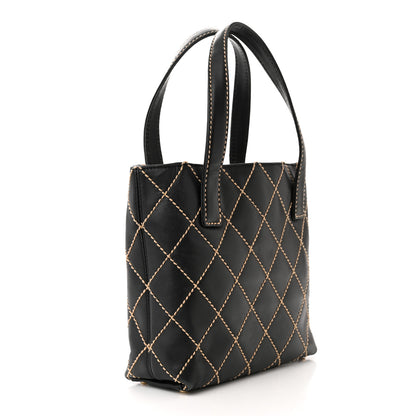 Chanel Calfskin Stitch Small Surpique Tote Black 3 of 12