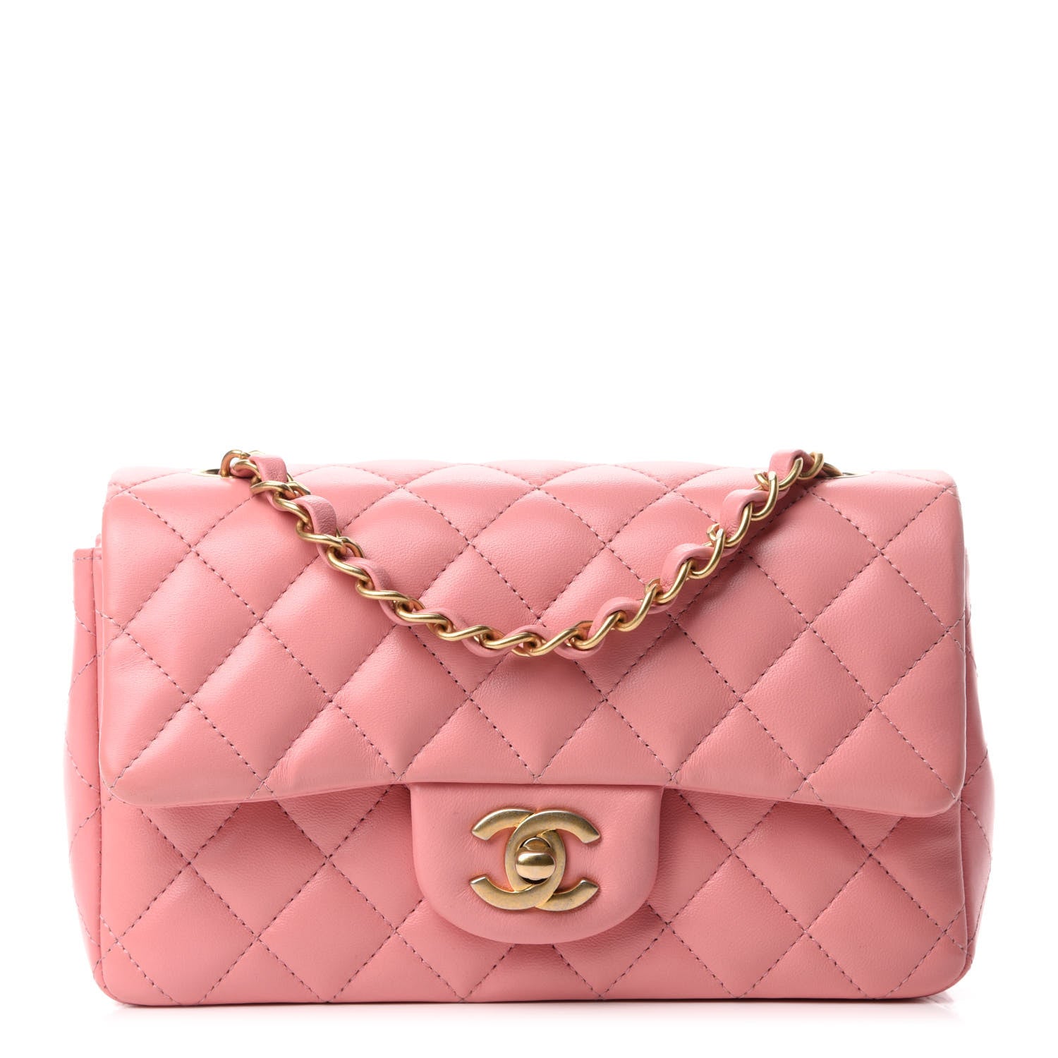 Chanel Lambskin Quilted Mini Rectangular Flap Pink 1 of 11