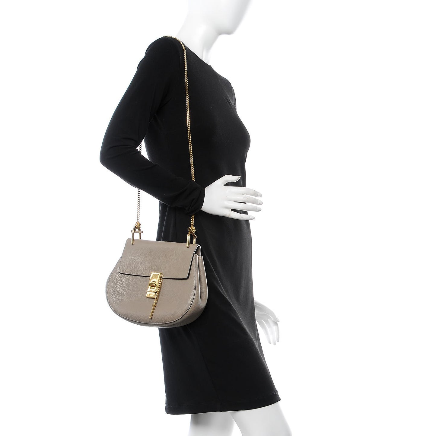 Grained Lambskin Drew Shoulder Bag Motty Grey