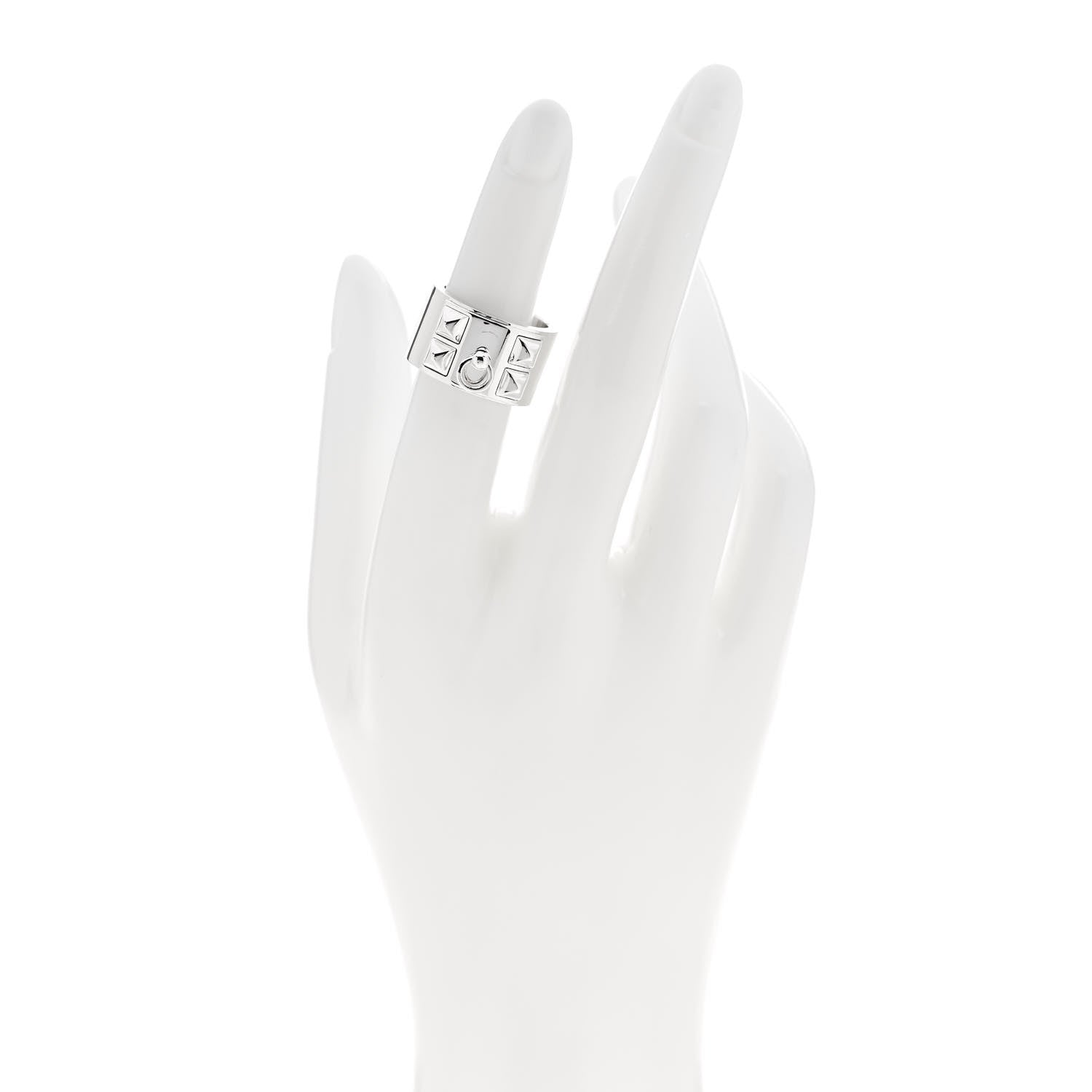 Hermes Sterling Silver Collier De Chien CDC Ring 50 5.25 2 of 6