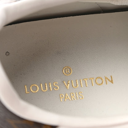 Louis Vuitton Lambskin Monogram Time Out Sneakers 37.5 White Light Blue 7 of 10