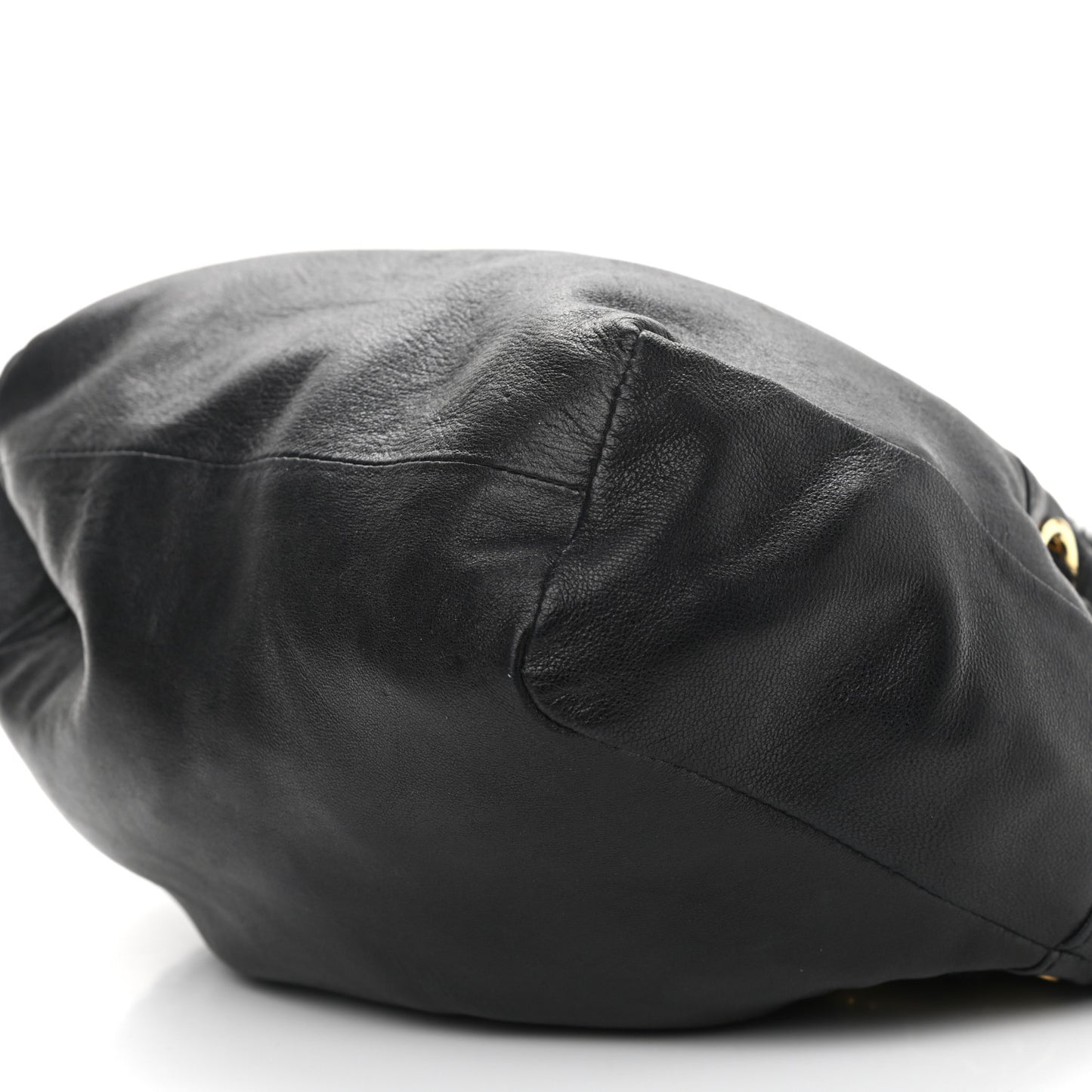 Rabbit Fur Reversible Drawstring Bag Black