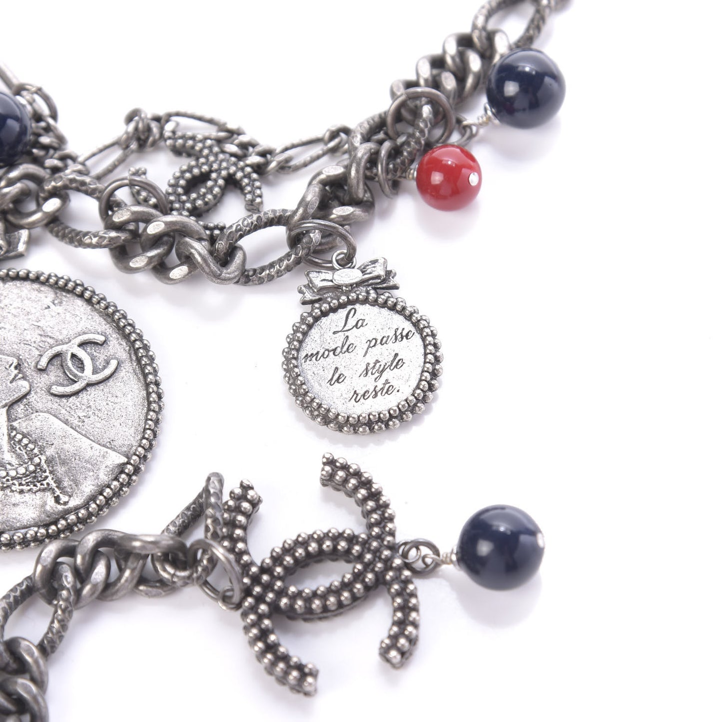 Bead Chain CC Medallion Belt Ruthenium