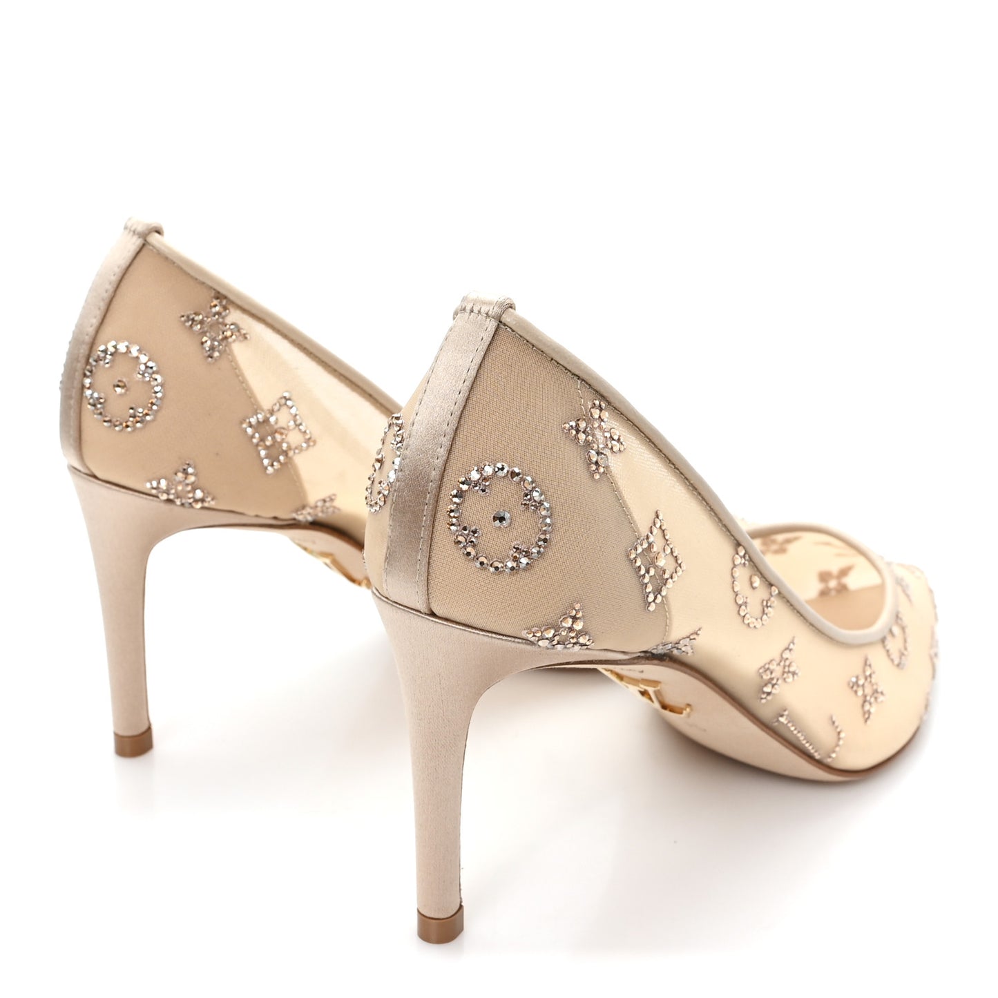 Monogram Mesh Strass Gala Pumps 35 Nude