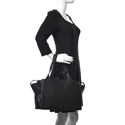 Celine Baby Grained Calfskin Medium Tri-Fold Bag Black 2 of 11