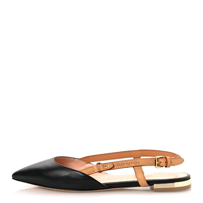 Louis Vuitton Calfskin Blossom Slingback Flat Ballerina 36 Black 1 of 12
