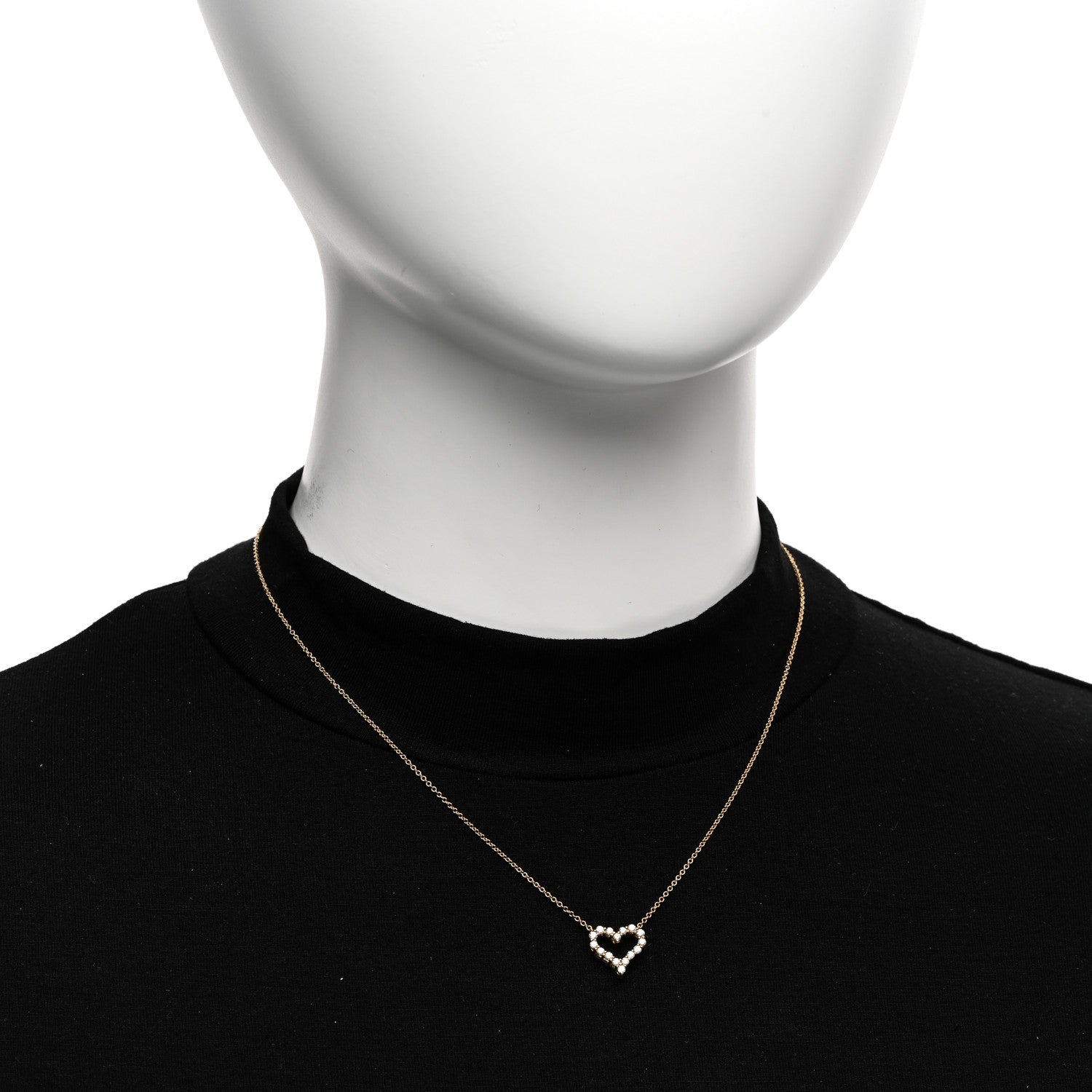 Tiffany 18K Yellow Gold Diamond Mini Heart Pendant Necklace 2 of 5