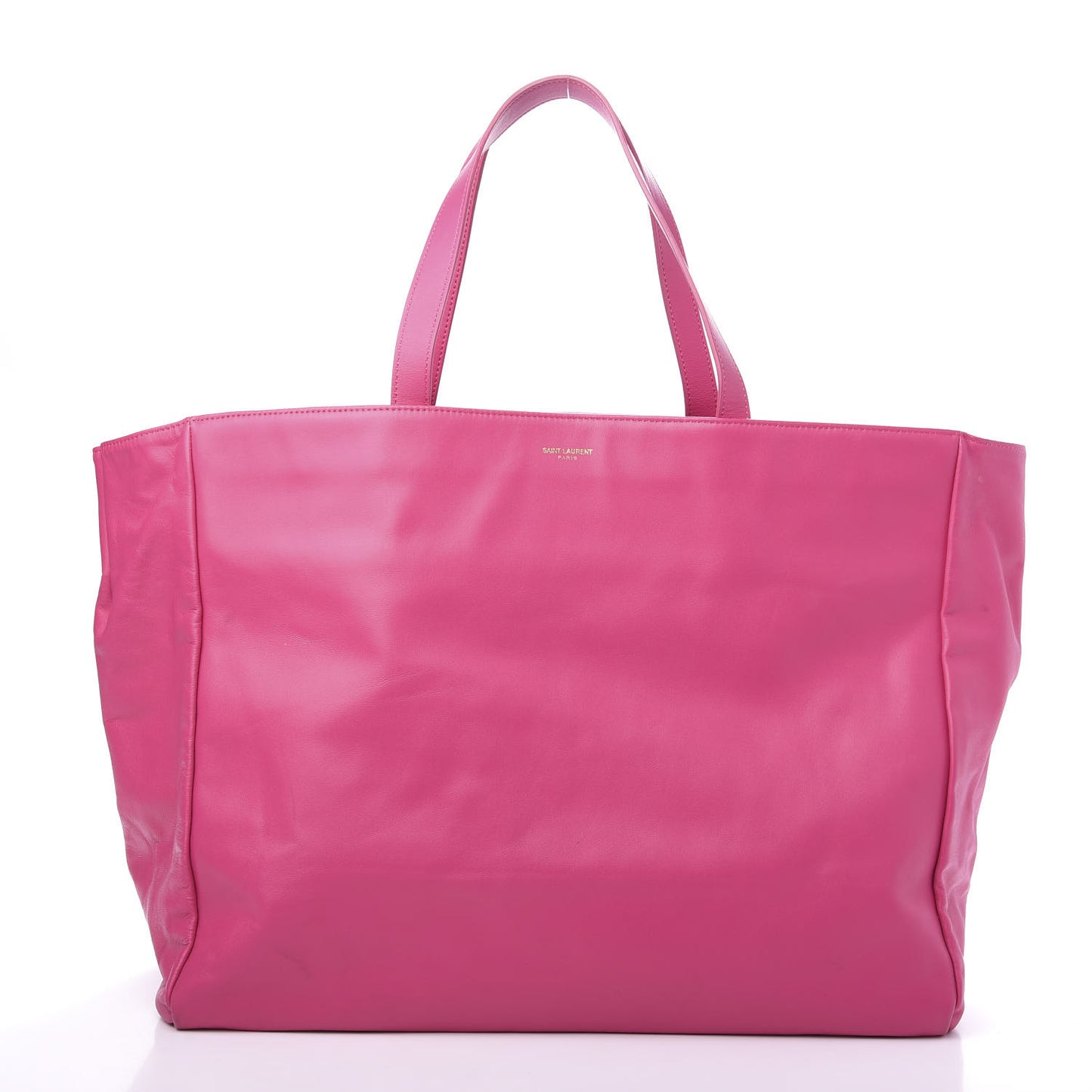 Calfskin Suede Reversible East West Shopper Tote Fuchsia