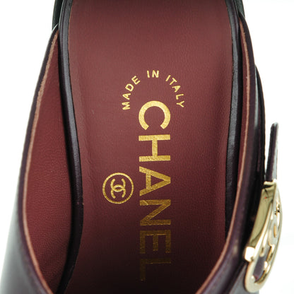 Chanel Calfskin Quilted CC Mules 36 Burgundy Brown 7 of 8
