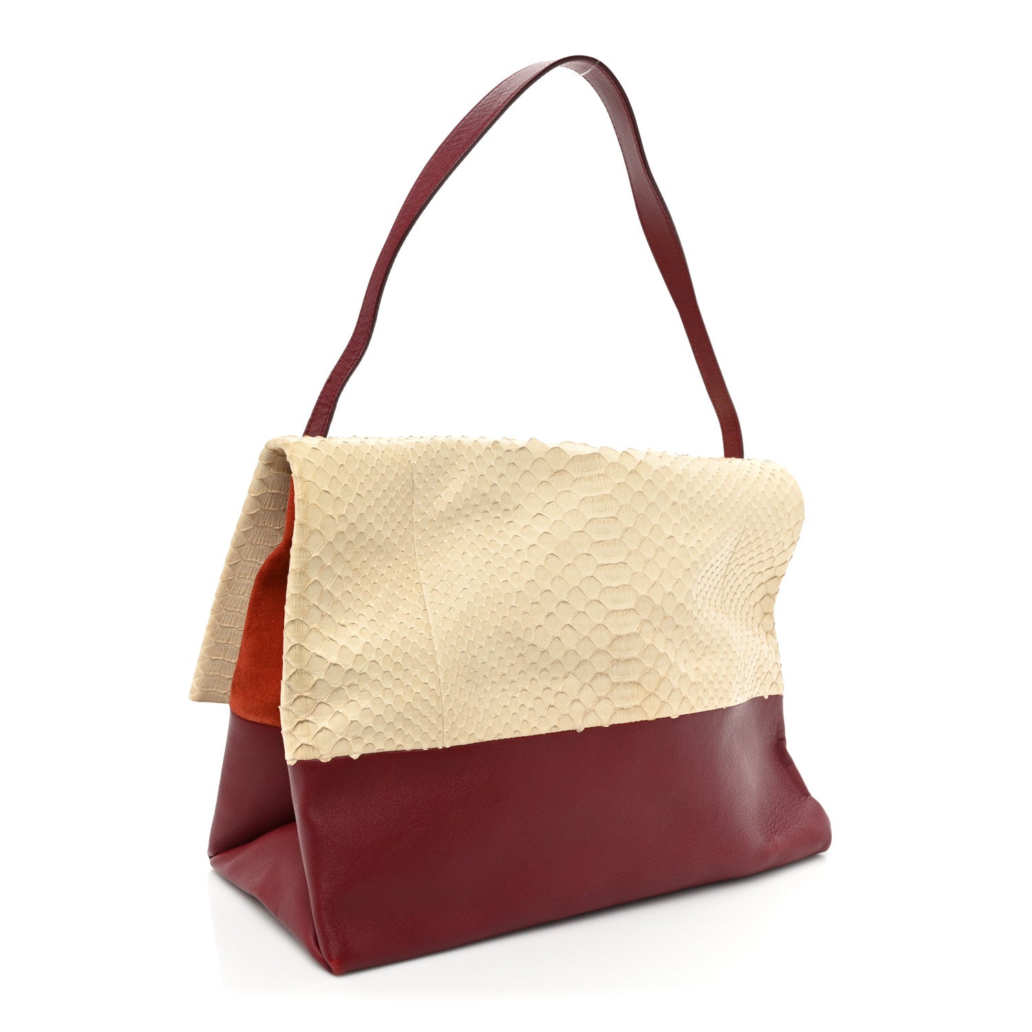 Celine Python Calfskin All Soft Shoulder Bag Burgundy 3 of 21