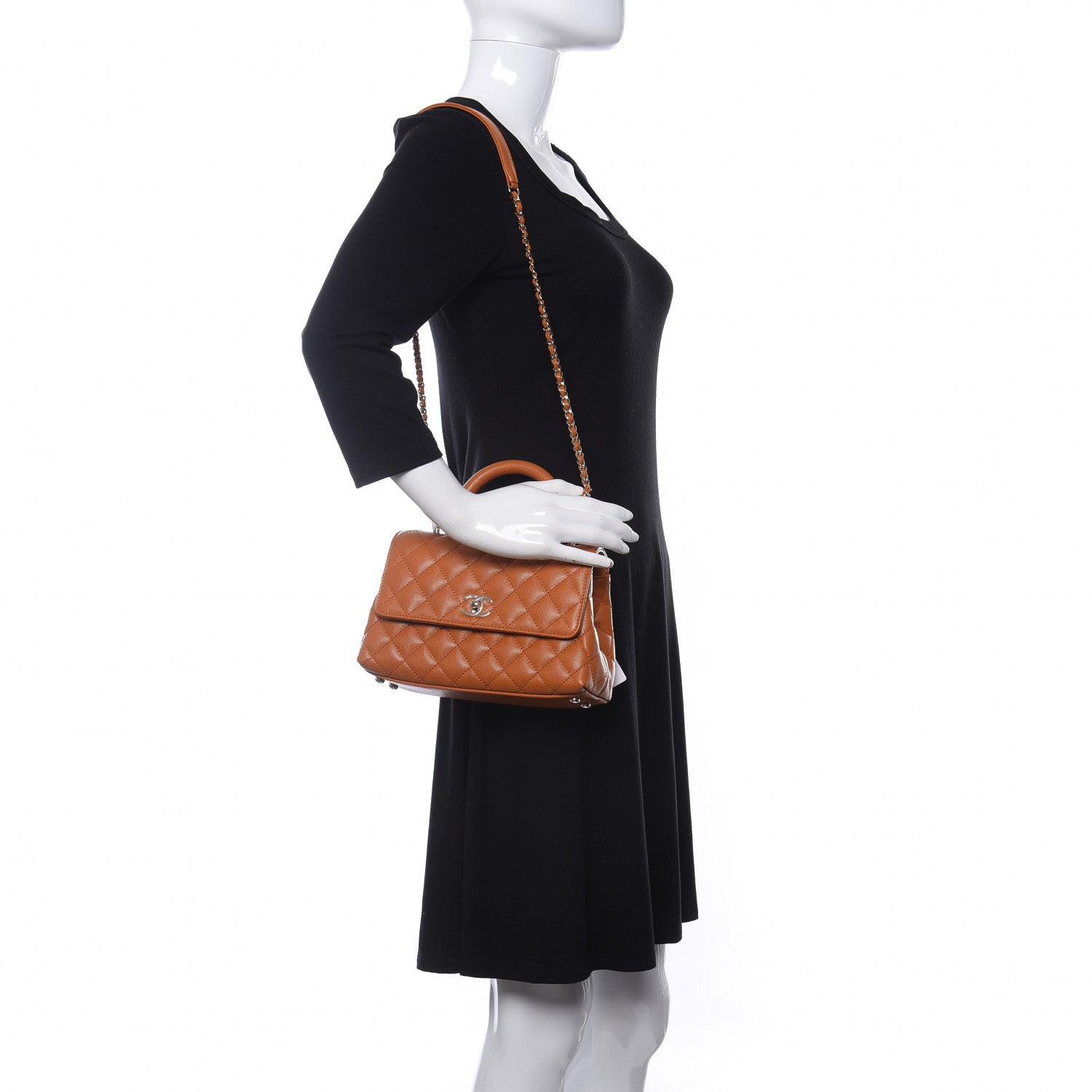 Chanel Caviar Quilted Mini Coco Handle Flap Light Brown 2 of 10