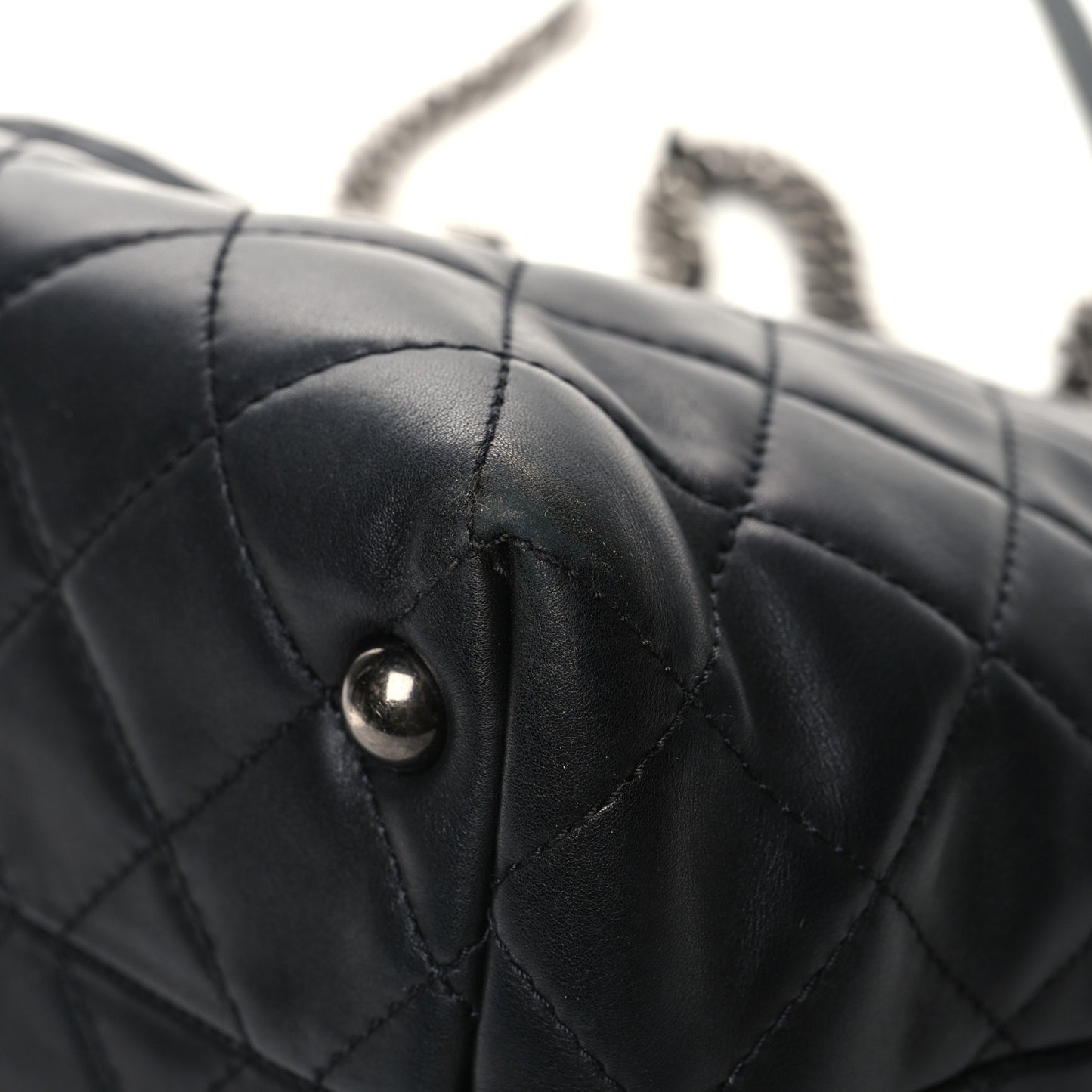 Calfskin Quilted Small Shopping In Chains Tote Black