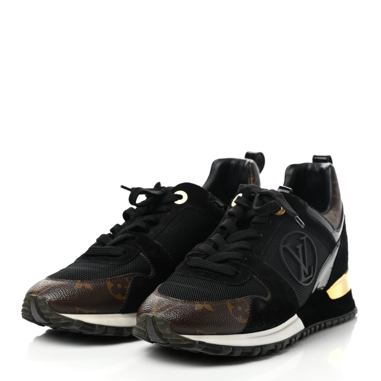 Suede Monogram Run Away Sneakers 37 Black