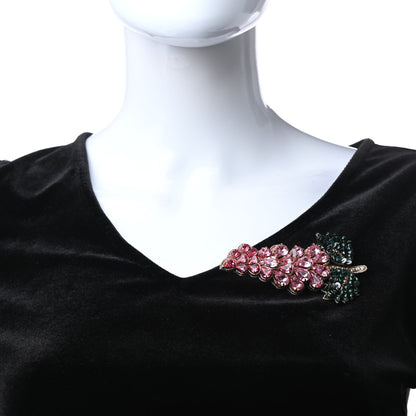 Gucci Crystal Sequin Grapes Brooch Pink Green 2 of 4