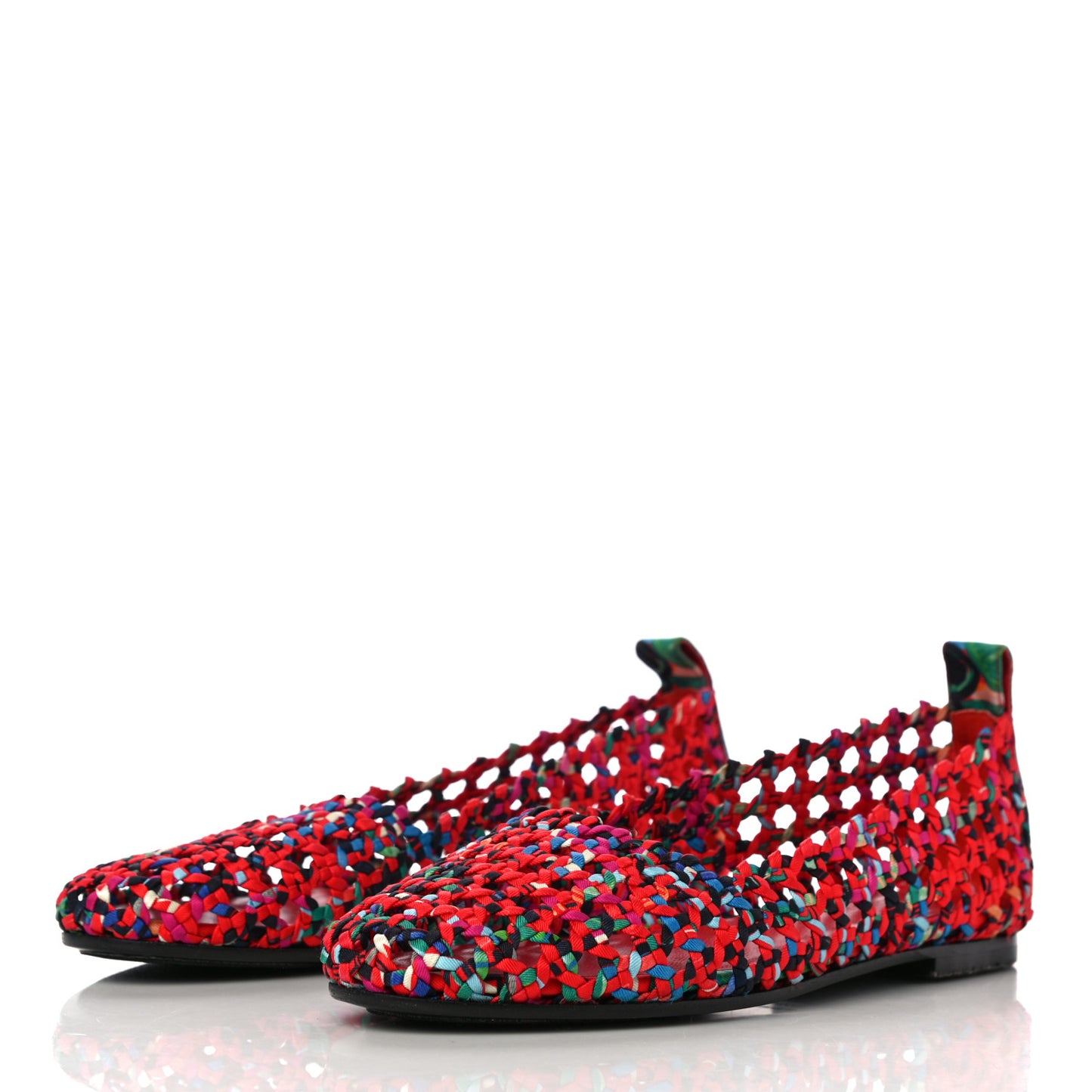 Printed Silk Braided Minorque Ballerina Flats 39.5 Multicolor