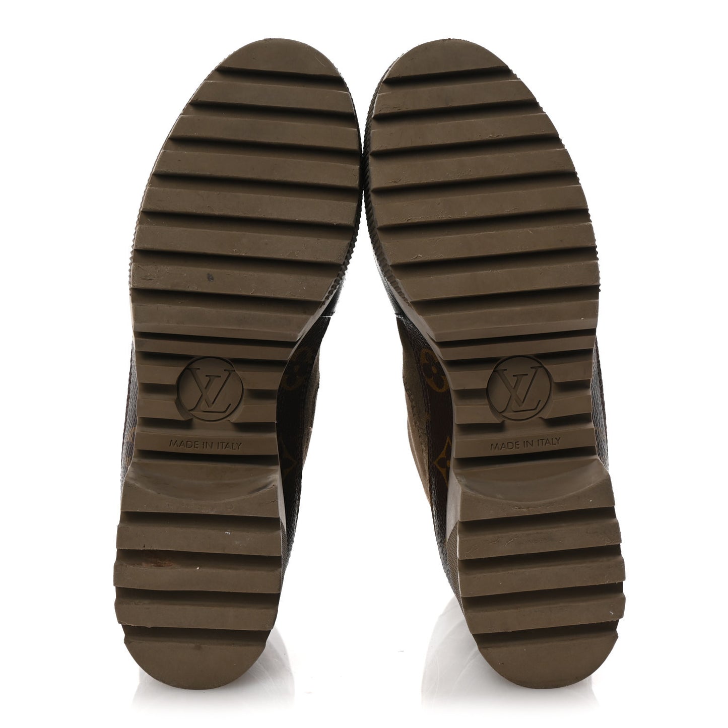 Suede Calfskin Monogram Laureate Platform Desert Boots 37.5 Taupe