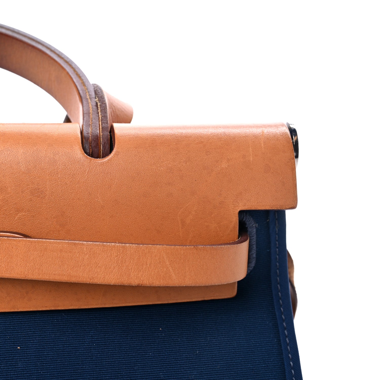 Hermes Vache Hunter Toile Herbag Zip 31 PM Bleu De Malte Natural 11 of 15