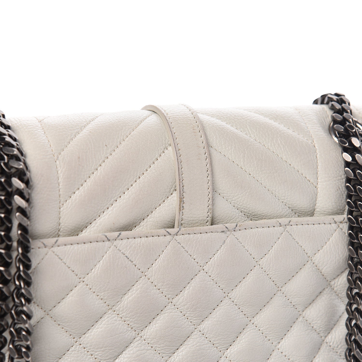 Saint Laurent Sheepskin Medium Tri-Quilt College Monogram Satchel Porcellana 11 of 12