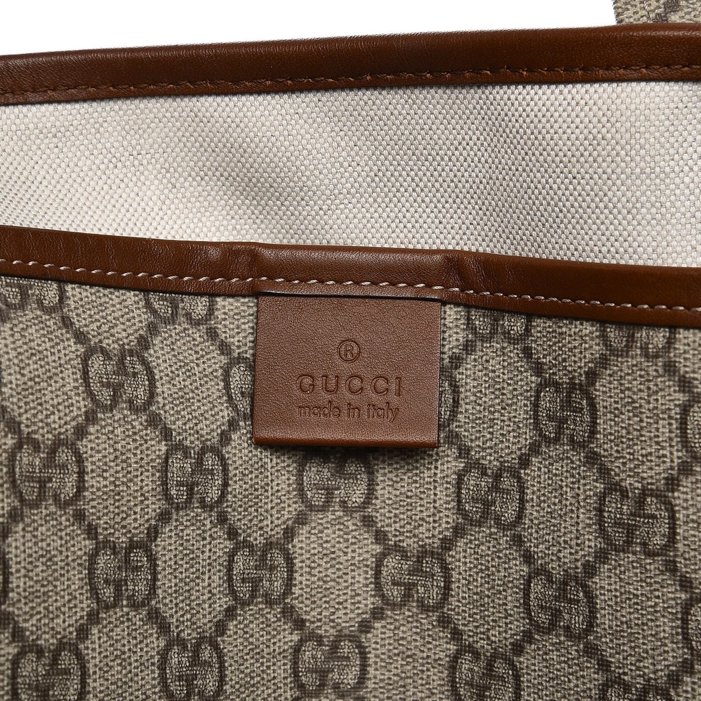 GG Plus Monogram Large Signature Web Loop Tote Brown