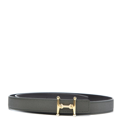 Hermes Epsom Swift 24mm Mors H Belt 90 Vert Olive Chocolate 1 of 5