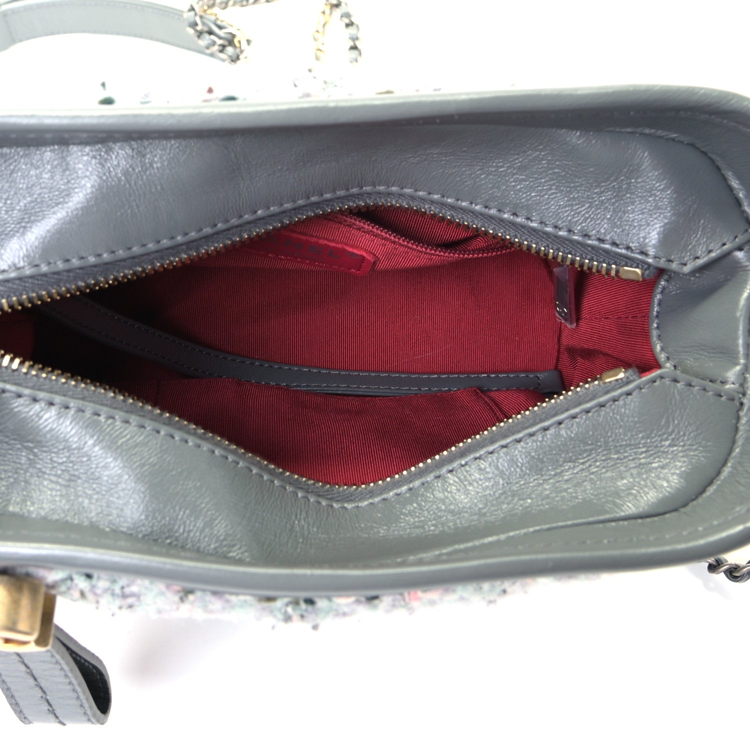 Chanel Tweed Calfskin Quilted Small Gabrielle Hobo Grey 4 of 5