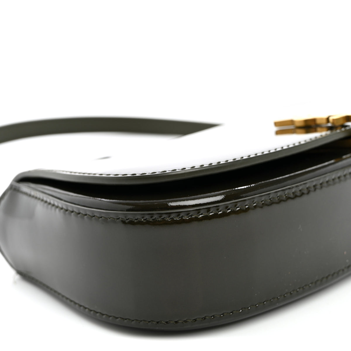 Patent Calfskin Mini Voltaire Shoulder Bag Dark Vineyard Green