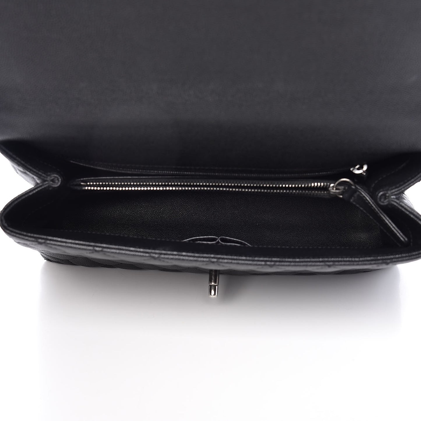 Caviar Lizard Quilted Small Coco Handle Flap Black