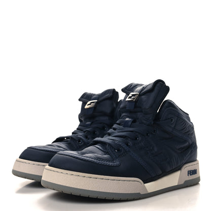 Fendi Nylon Mens Baguette Match High Top Sneakers 6 Blue Grey 4 of 9