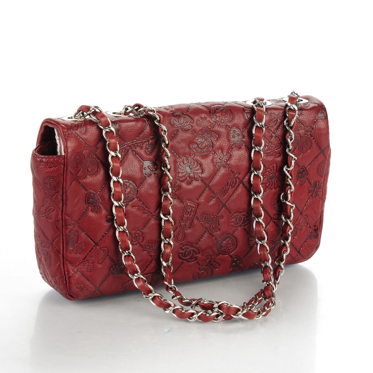Chanel Calfskin Quilted Medium Lucky Symbols Flap Dark Red 3 of 7