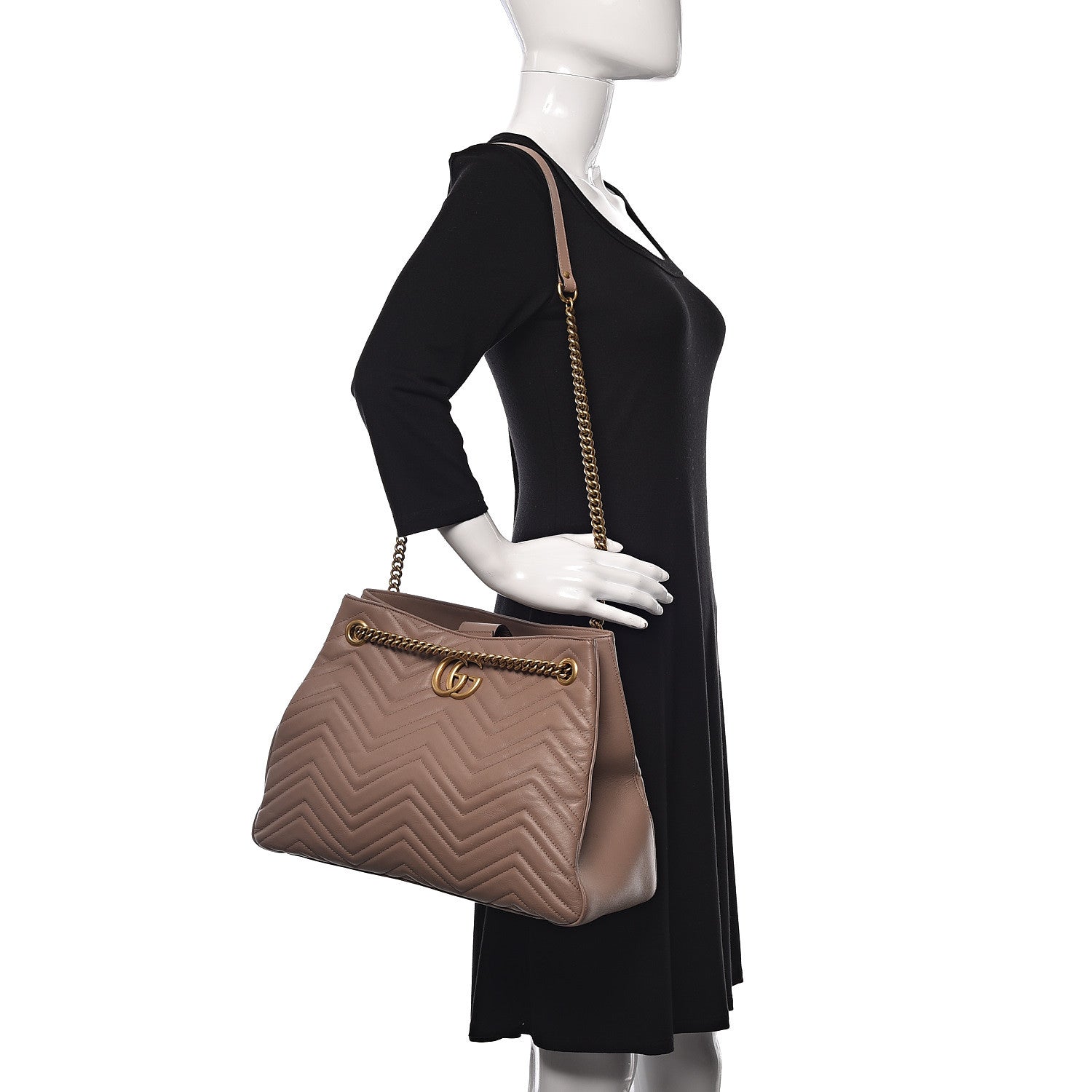 Gucci Calfskin Matelasse Medium GG Marmont Shoulder Tote Bag Porcelain Rose 2 of 15
