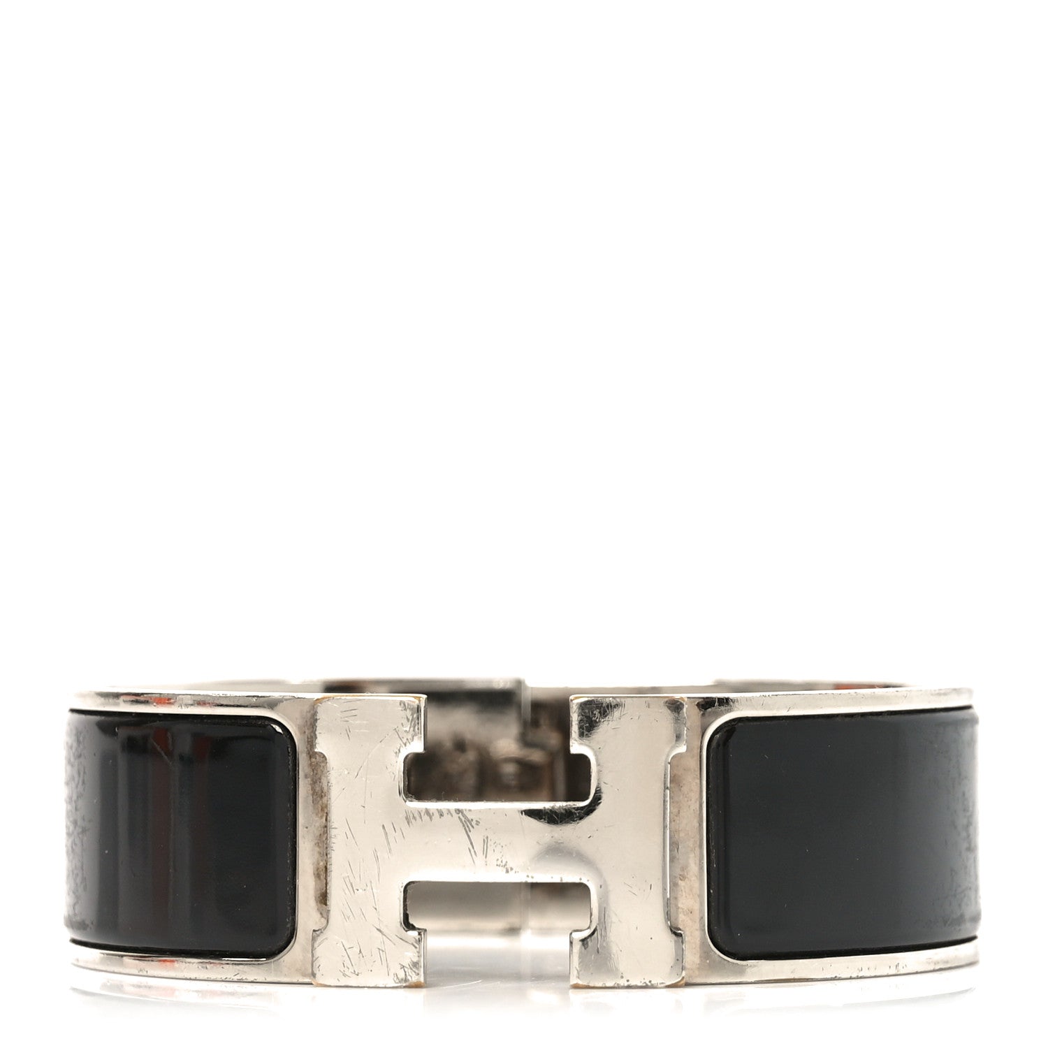 Hermes Enamel Wide Clic Clac H Bracelet M Black 1 of 5