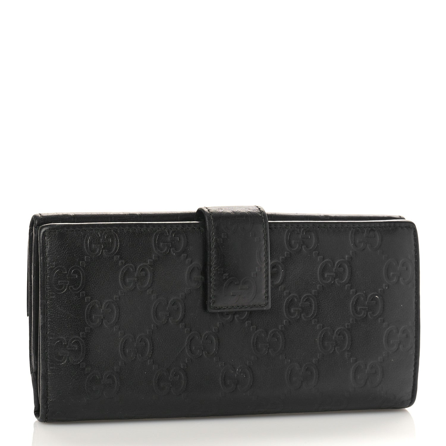 Gucci Guccissima Margaux Calfskin Metal Bar Continental Flap Wallet Black 3 of 13