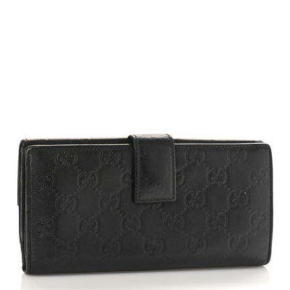 Gucci Guccissima Margaux Calfskin Metal Bar Continental Flap Wallet Black 3 of 13