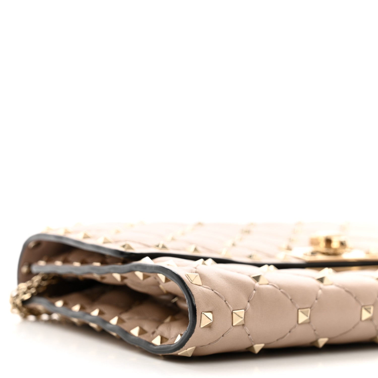 Valentino Garavani Lambskin Rockstud Spike Wallet on Chain Poudre 8 of 12