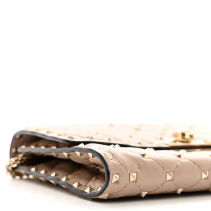 Valentino Garavani Lambskin Rockstud Spike Wallet on Chain Poudre 8 of 12