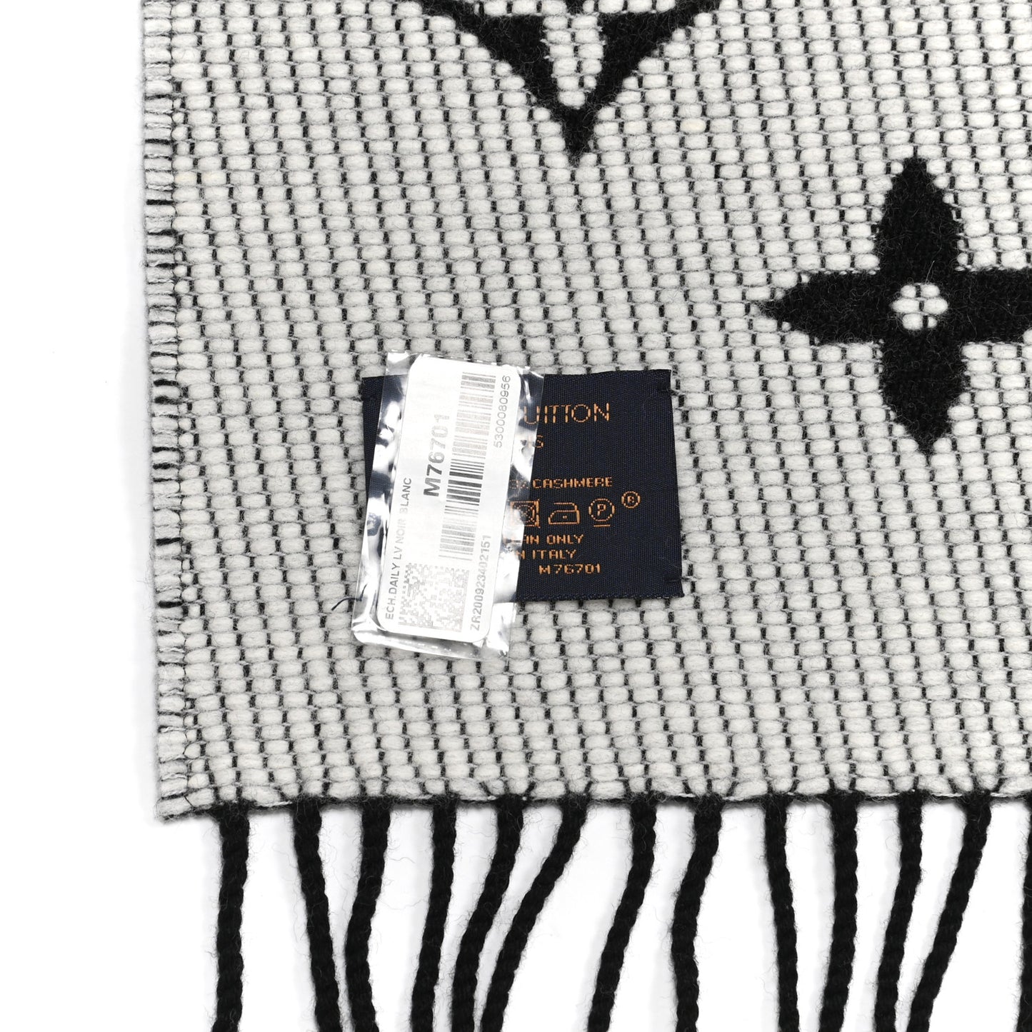 Wool Cashmere Monogram Daily LV Scarf Black White