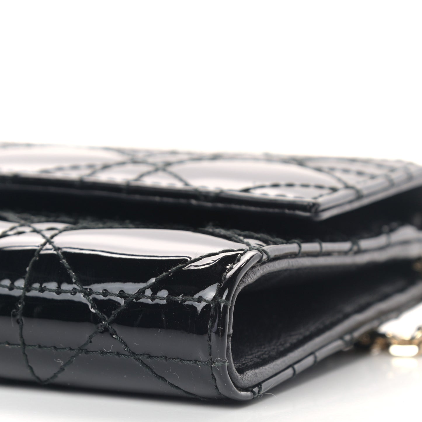 Patent Cannage Lady Dior Rendezvous Wallet On Chain Black