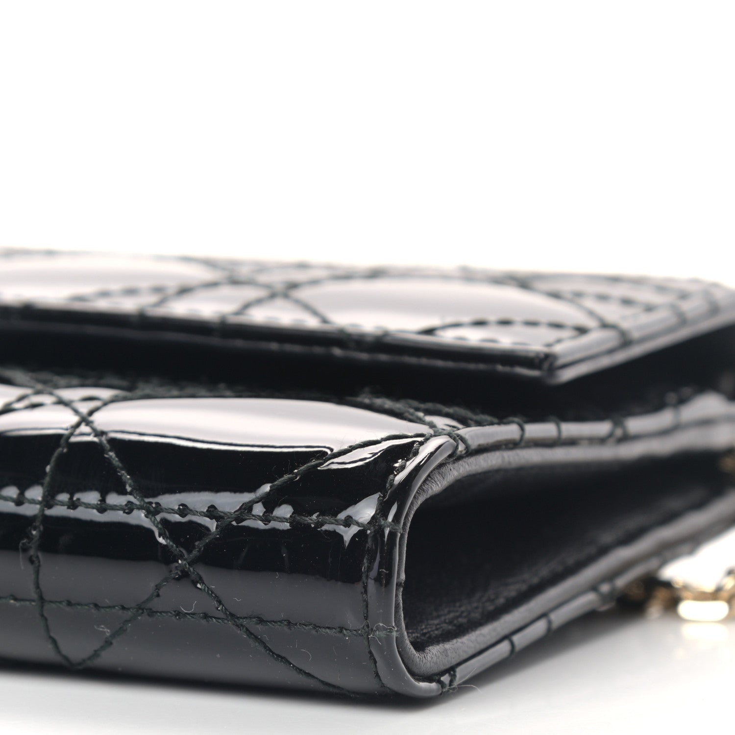 Christian Dior Patent Cannage Lady Dior Rendezvous Wallet On Chain Black 9 of 10