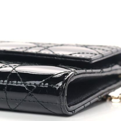 Christian Dior Patent Cannage Lady Dior Rendezvous Wallet On Chain Black 9 of 10