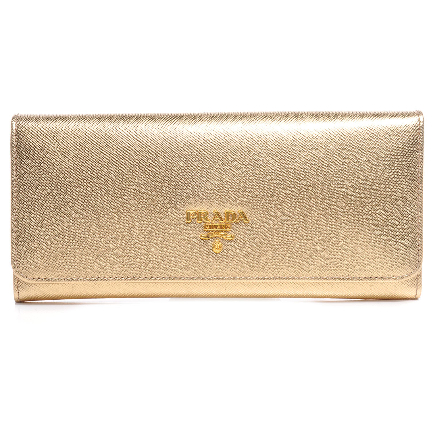Prada Saffiano Continental Flap Wallet Platino 1 of 10