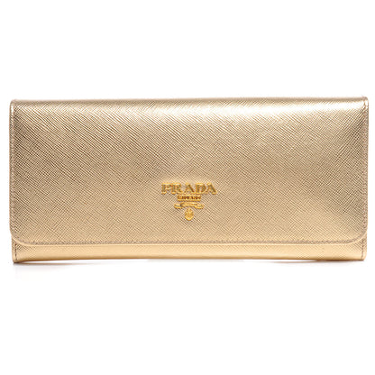 Prada Saffiano Continental Flap Wallet Platino 1 of 10