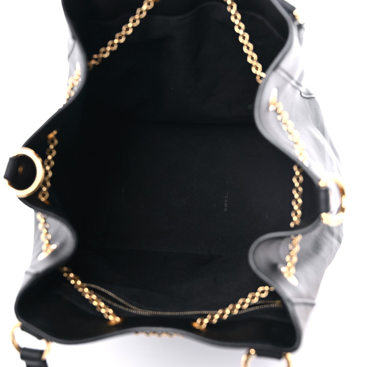 Vitello Grace King Karligraphy Chain Bucket Bag Black Bisquit