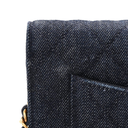 Chanel Denim Quilted Reissue Wallet On Chain WOC Blue 17 of 17