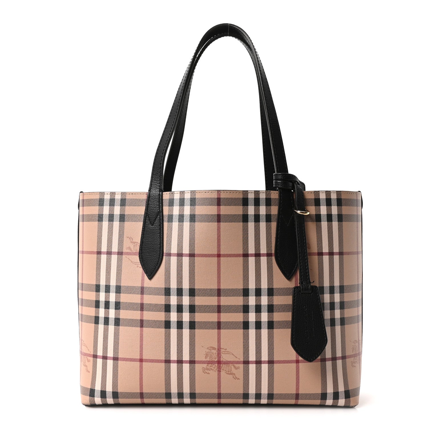 Burberry Grainy Calfskin Haymarket Check Small Reversible Tote Black 1 of 15